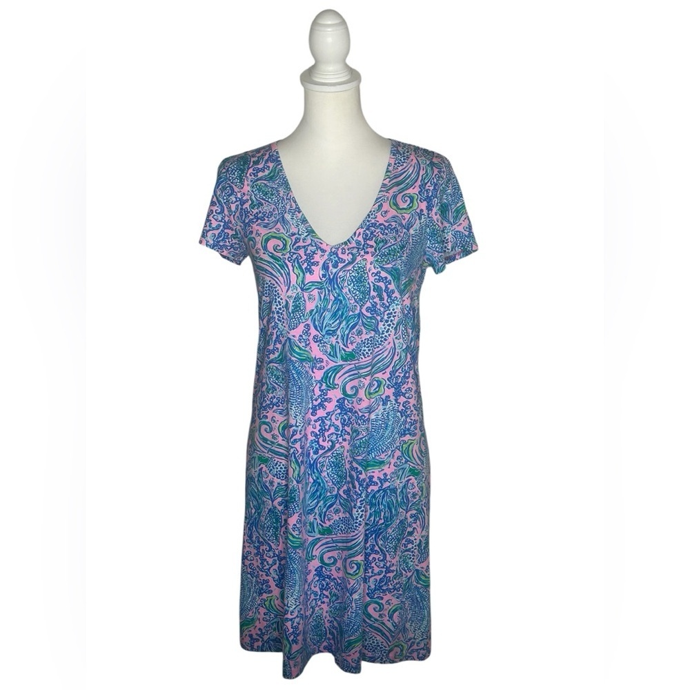 Lilly Pulitzer EUC Etta Short Sleeve Lilac Rose We Mermaid It Dress Sz S Cruise